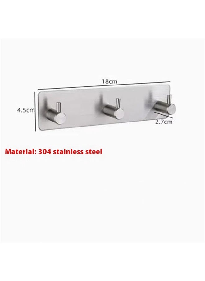 yongsheng Robe Towel Wall Hanger Coat Hook Silver 18cm，Adhesive Towel Hooks for Bathrooms Shower no Drill Heavy Duty Wall Hooks self Adhesive Towel Rack Stick On Wall Coats Hanger for Kitchen,Door,Key,3 Hooks Silver  - Image 2