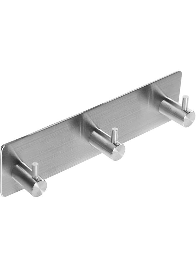 yongsheng Robe Towel Wall Hanger Coat Hook Silver 18cm，Adhesive Towel Hooks for Bathrooms Shower no Drill Heavy Duty Wall Hooks self Adhesive Towel Rack Stick On Wall Coats Hanger for Kitchen,Door,Key,3 Hooks Silver  - Image 1