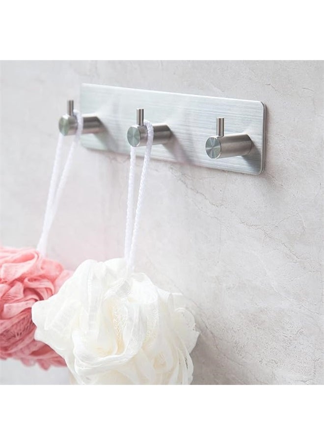 yongsheng Robe Towel Wall Hanger Coat Hook Silver 18cm，Adhesive Towel Hooks for Bathrooms Shower no Drill Heavy Duty Wall Hooks self Adhesive Towel Rack Stick On Wall Coats Hanger for Kitchen,Door,Key,3 Hooks Silver  - Image 3
