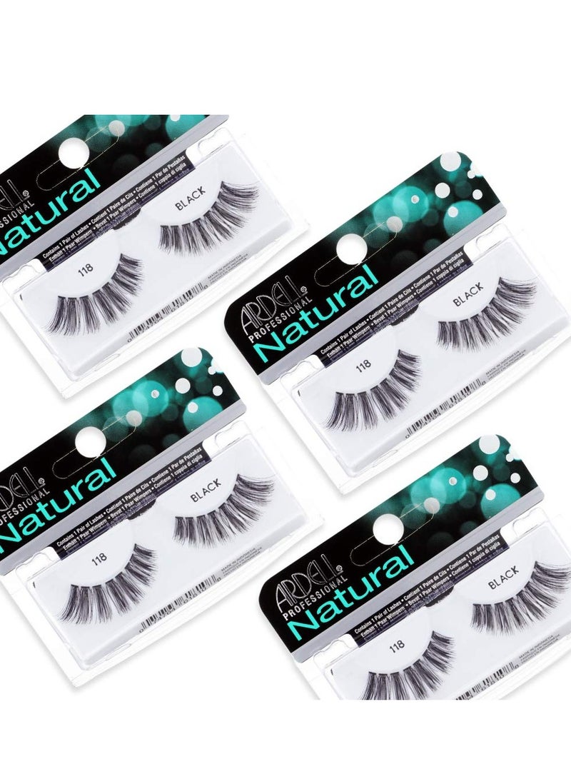 Ardell Natural118 False Eyelashes Black(Pack of 4 Pairs) - Image 1