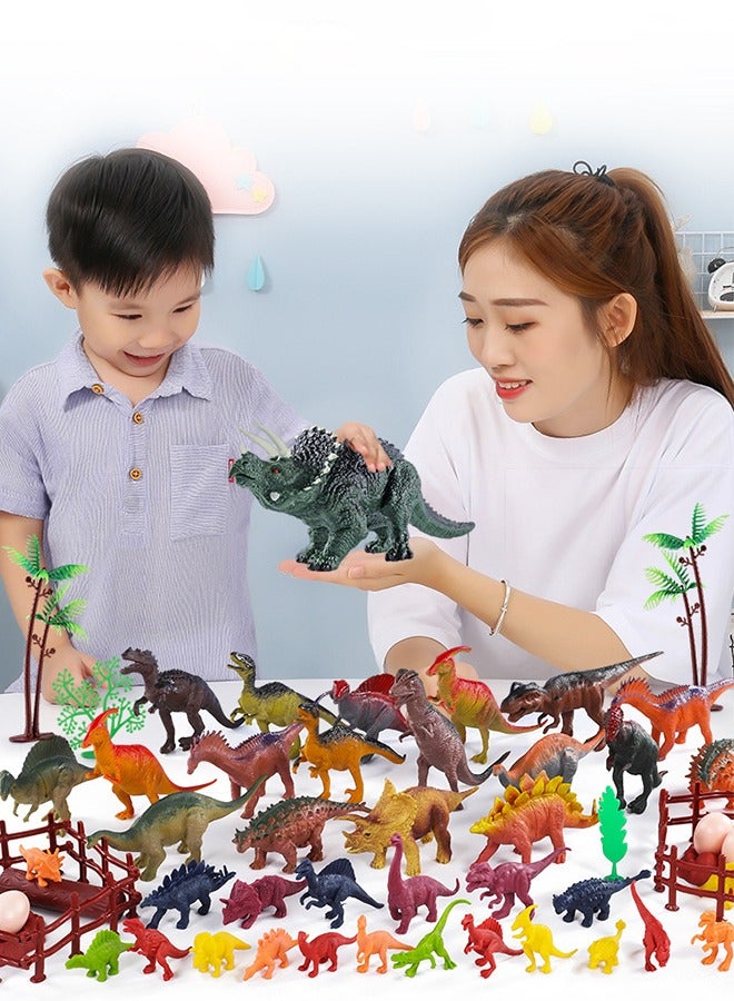 DURKU 52-Piece Dinosaur Figures Set with Play Mat for Boys and Girls, Realistic Jurassic Educational Toys for Kids - Image 2