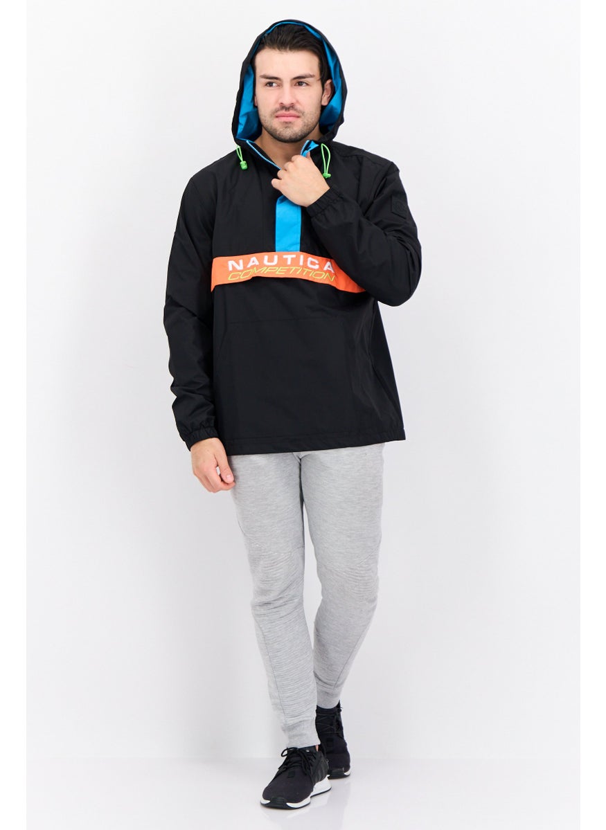NAUTICA Men Brand Logo Hooded Jacket, Black Combo  - Image 4