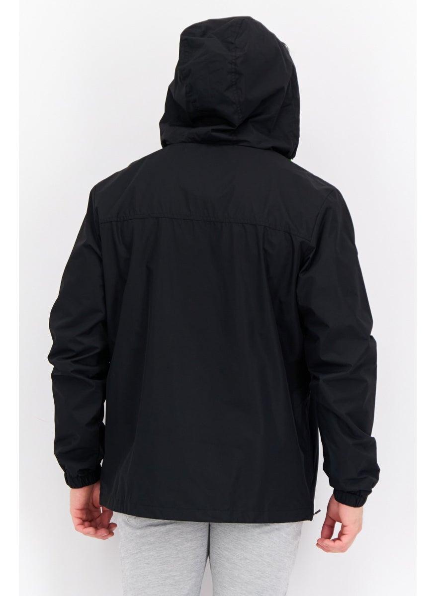 NAUTICA Men Brand Logo Hooded Jacket, Black Combo  - Image 2