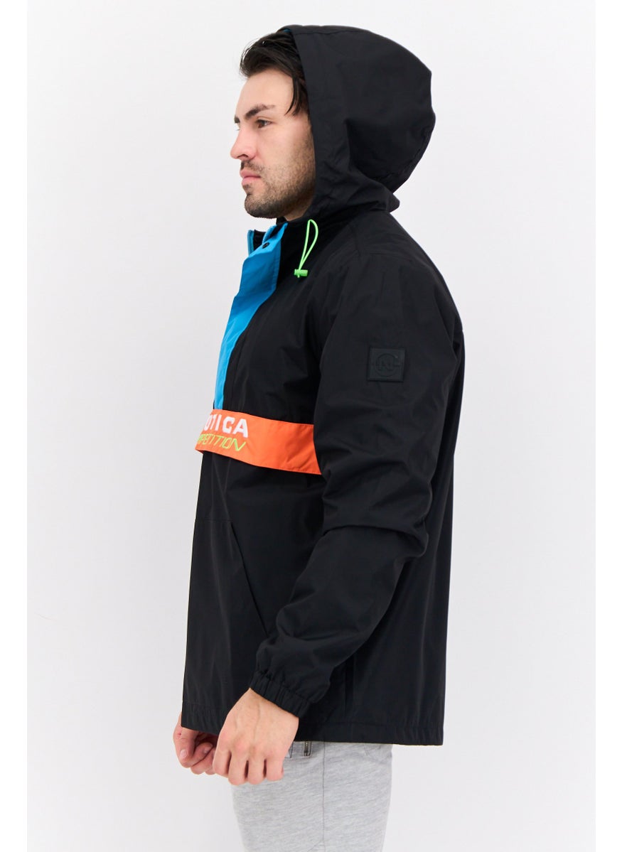 NAUTICA Men Brand Logo Hooded Jacket, Black Combo  - Image 3
