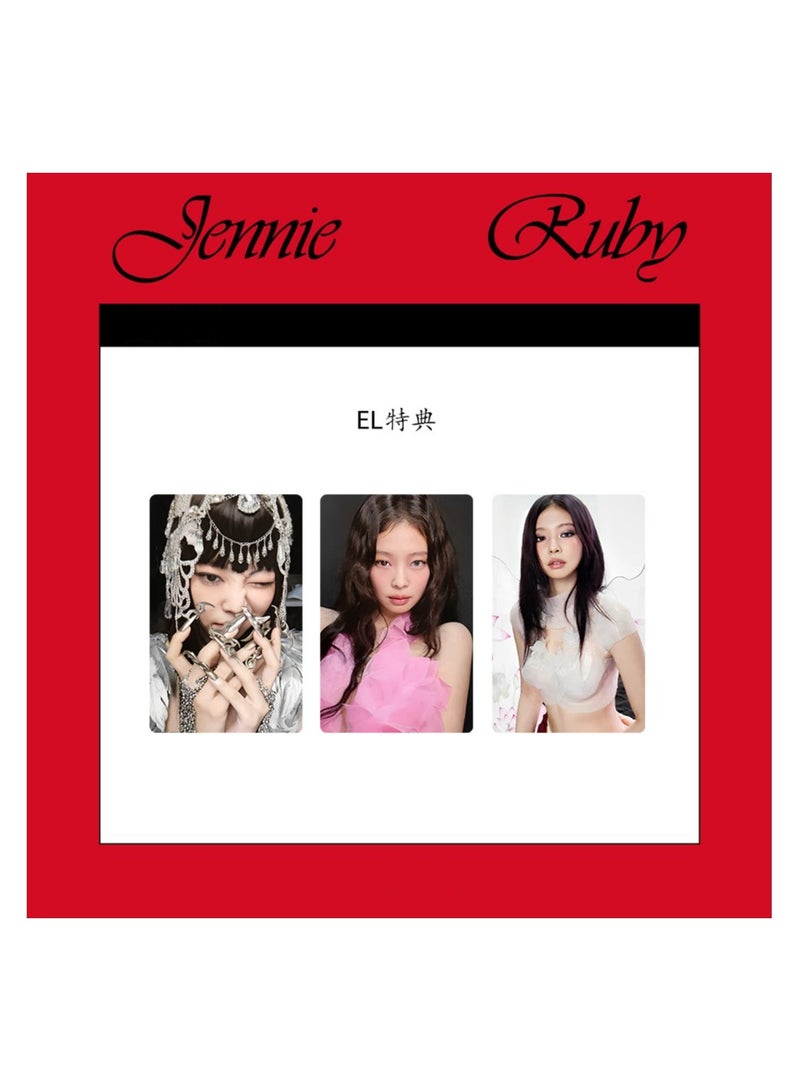 NIBEMINENT 3 Pcs Kpop BLACKPINK - Jennie Ruby Lomo Cards Card For Fans Collection Gifts