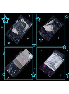 Tinlade 200 Pcs Laser Flashing Card Sleeves Photo Card Sleeves Kpop Holographic Photocard Sleeves Little Star Heart Glass Gemstone Transparent Trading Cards Sleeves 2.6 x 3.5 Inches  - Image 2