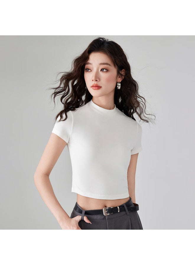 Don't speak Casual Off-shoulder Short Sleeve T-shirt Women Summer New Slim Fit Short Crop Top Black L - Image 3
