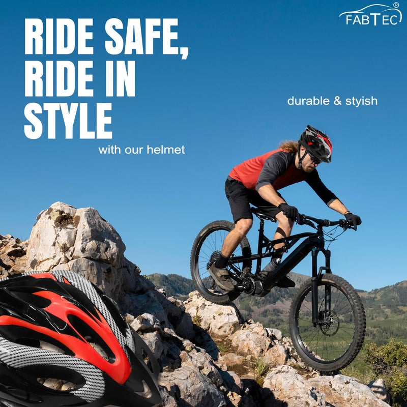 FABTEC خوذة دراجة هوائية وتزلج حمراء وسوداء مع واقي قابل للفصل | خوذة دراجة جبلية فائقة الخفة مع غلاف مهوي، وحشوة ممتصة للصدمات، وحزام قابل للتعديل | مثالية للرجال والنساء والأطفال - Image 4