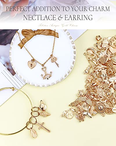 YETOOME 100 Pcs Wholesale Bulk Lots Jewelry Making Charms, Mixed Golden KC Gold Alloy Charms Pendants for Necklace Bracelet Jewelry Making and Crafting supplies - Image 5