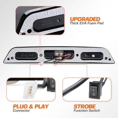 Mingrui test Led Third Brake Light for 2021-2024 Fo'rd F150 2017-2024 Fo'rd F250 F350 Super Duty Rear Center High Mount Stop Lamp CHMSL White Cargo lamp Strobe Feature 3rd Brake Smoked Lens- For Models w/Camera - Image 4