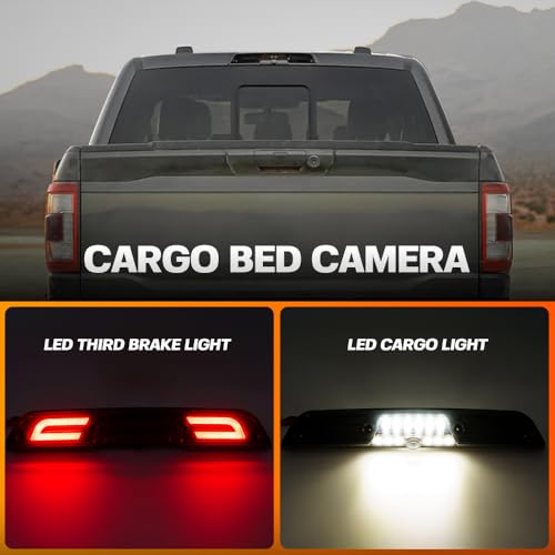 Mingrui test Led Third Brake Light for 2021-2024 Fo'rd F150 2017-2024 Fo'rd F250 F350 Super Duty Rear Center High Mount Stop Lamp CHMSL White Cargo lamp Strobe Feature 3rd Brake Smoked Lens- For Models w/Camera - Image 2