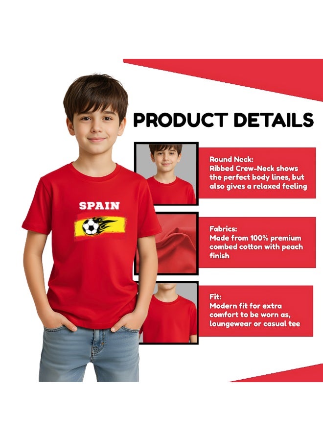 PRINTSHOP4ME Spain Unisex Kids T-Shirt - Short Sleeve Round Neck Cotton Tshirt for Boys and Girls - Soft and Comfortable - Gift for Young Football Fans - Image 5