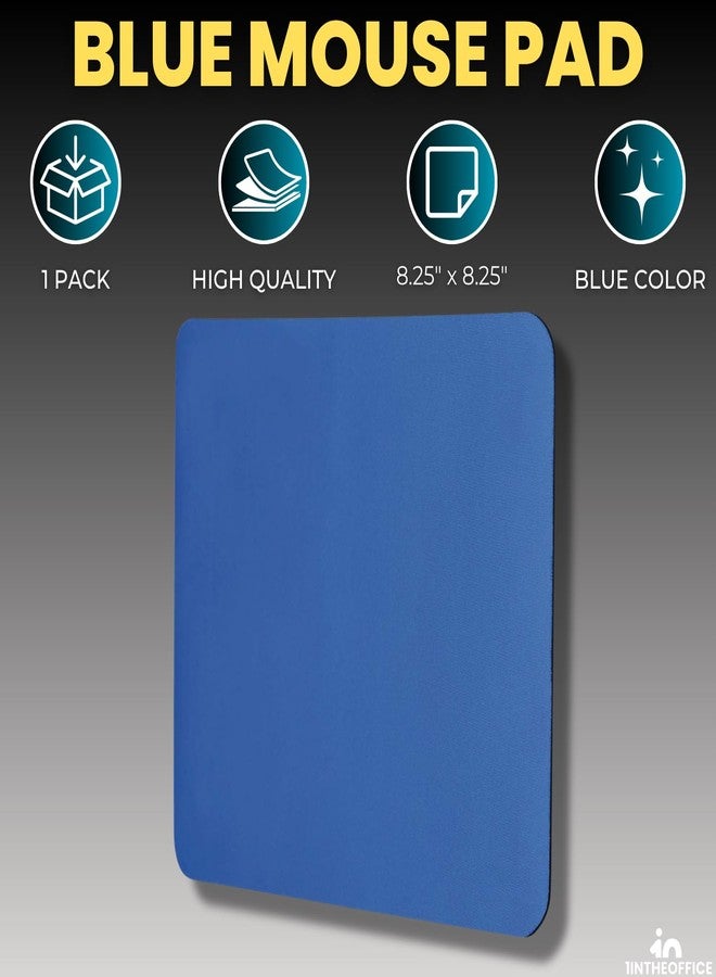 1InTheOffice Blue Mouse Pad, Small Mouse Pad, 8.25" x 8.25", Non-Skid - Image 2