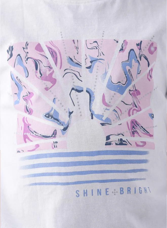 victor and jane Graphic Print Round Neck T-Shirt by Styli