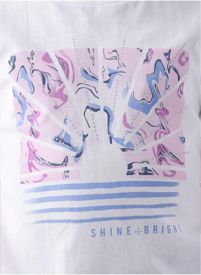 victor and jane - Graphic Print Round Neck T-Shirt by Styli - Image 1