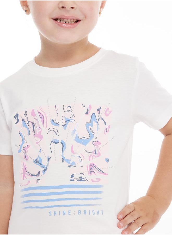 victor and jane - Graphic Print Round Neck T-Shirt by Styli - Image 1