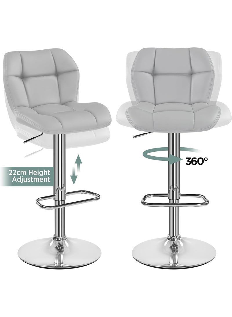 Set of 2 Adjustable Swivel Bar Stools with Backrest, 360° Rotation, Height Adjustable 62.5–84.5cm, PU Leather Counter Chairs for Home Kitchen and Dining - Image 3