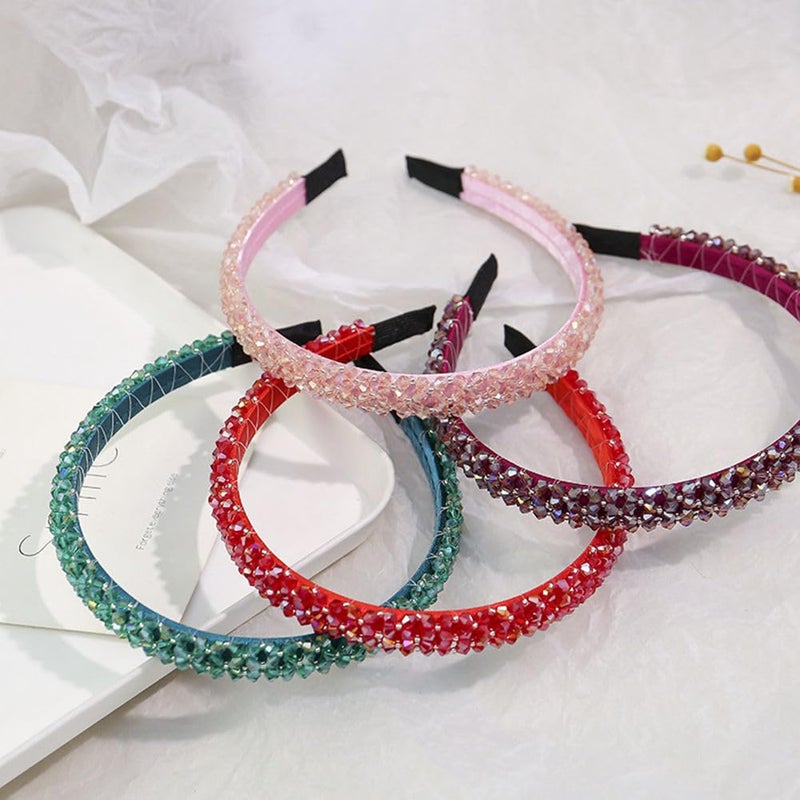 Ruihfas Fashion Sparkle 4 Rows Crystal Rhinestone Headbands Beaded Hair Hoop Band (Purple) - Image 5