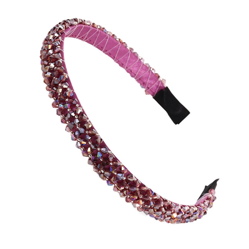 Ruihfas Fashion Sparkle 4 Rows Crystal Rhinestone Headbands Beaded Hair Hoop Band (Purple) - Image 1