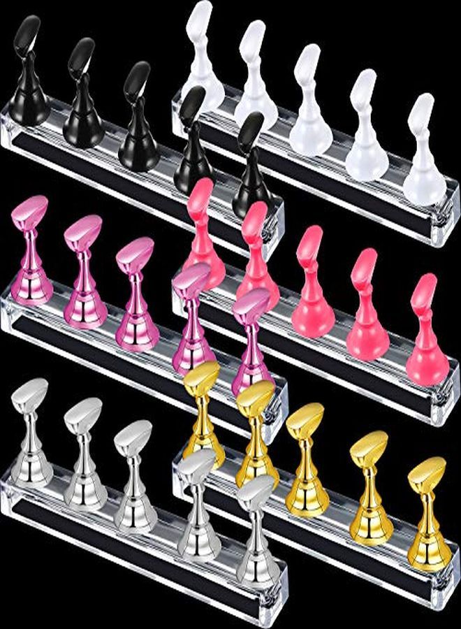 Blulu 6 Sets Magnetic Nail Tip Display Holder Acrylic Nail Display Stand Nail Tip Practice Stand Nail Art Training Stand For Diy Manicure Fingernail Salon 6 Colors - Image 1