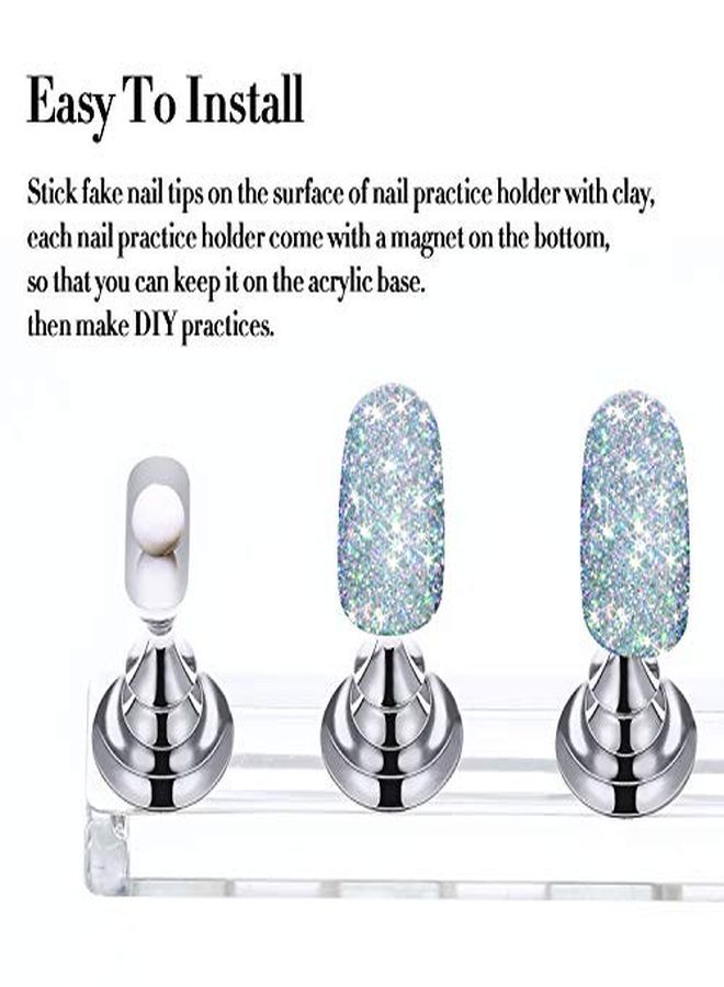 Blulu 6 Sets Magnetic Nail Tip Display Holder Acrylic Nail Display Stand Nail Tip Practice Stand Nail Art Training Stand For Diy Manicure Fingernail Salon 6 Colors - Image 5