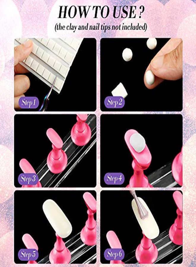 Blulu 6 Sets Magnetic Nail Tip Display Holder Acrylic Nail Display Stand Nail Tip Practice Stand Nail Art Training Stand For Diy Manicure Fingernail Salon 6 Colors - Image 4