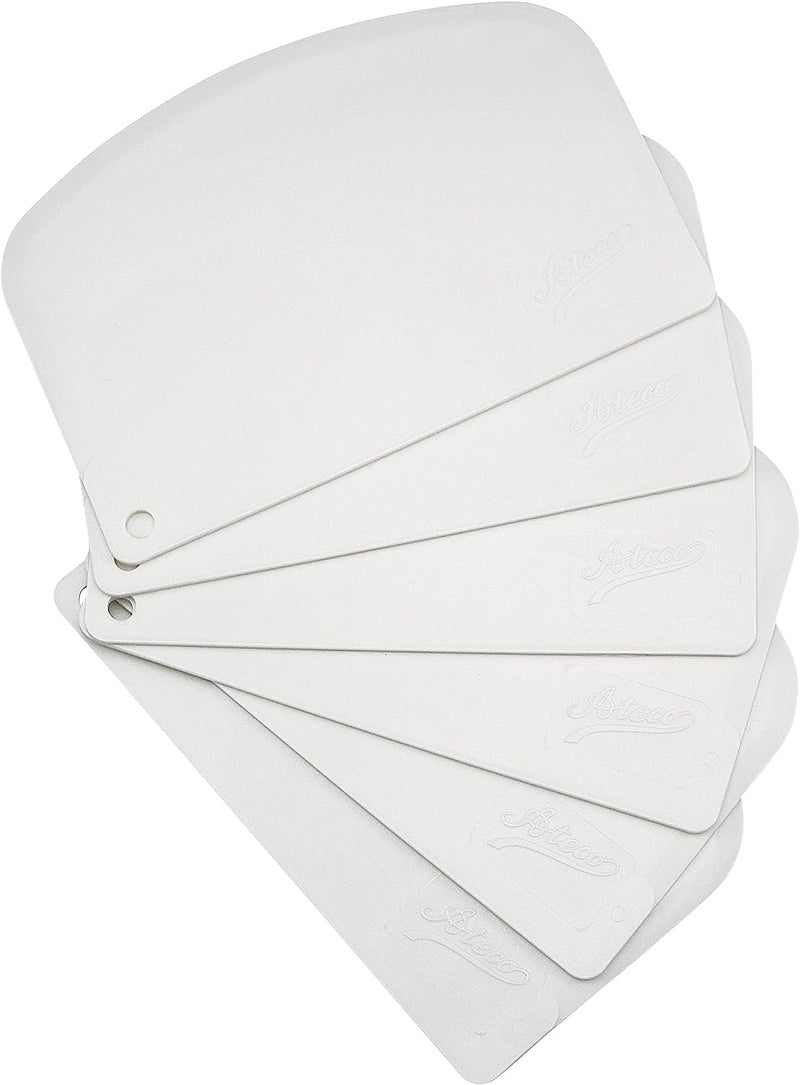 Ateco 1303 Bowl Scraper Set, Flexible Food-safe Plastic, White, 6-Pieces - Image 1