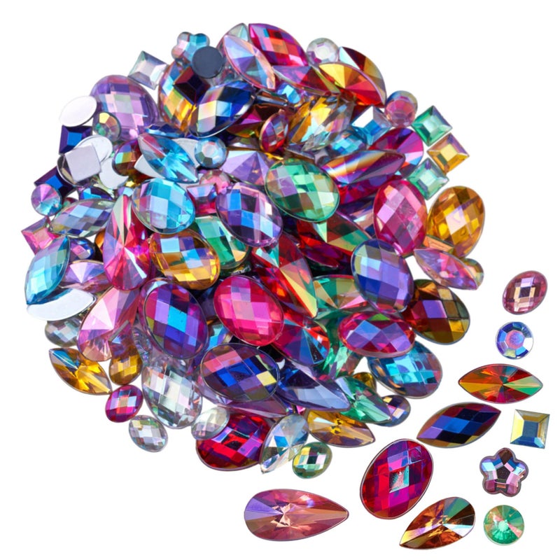 KDCQAH 500 Pcs Mixed 10 Colors AB Colorful Gems Rhinestones for Crafting, Flatback Rhinestones Gemstones Jewels for Crafts Halloween Party Decorations Cosplay Pirate Face Eye Body Makeup Embellishments - Image 1
