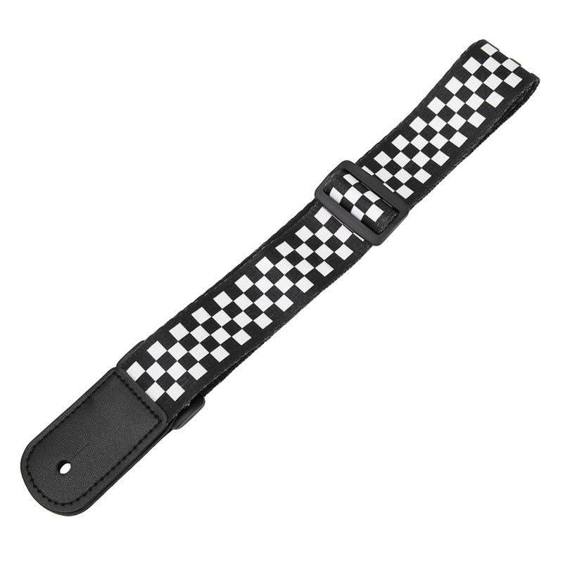 Adjustable Ukulele Strap Black White Squares Design Non-Slip Ukulele Shoulder Strap - Fine Craftsmanship Portable 4 String Strap for Ukulele Lover - Image 5