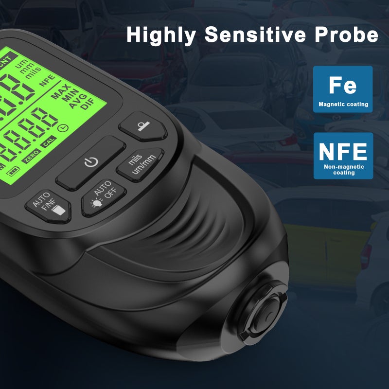 Paint Thickness Gauge: 0-2000Um Range High Precision 1Um Resolution Automatic Substrate Detection Paint Meter for Automotive Professionals Painters Inspectors DIY Enthusiasts - Image 2