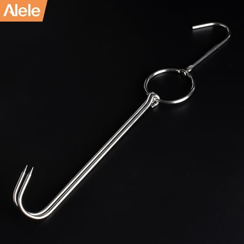 Alele Double Hooks Meat Hooks Poultry Roasting Hooks Butcher Hook Processing Meat Hook Stainless Steel Rotary Device Slaughtering Barbecue (13.4in Meat Hooks) - Image 2