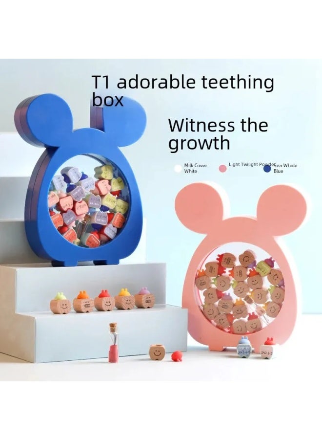 Children Toothpick Box Storage Preservation Fetus Hair Removal Box Replacement Tooth Storage Plastic Material Kids Aged 4-6-Color:T1 Light Mu Powder_Beech Teeth  - Image 1