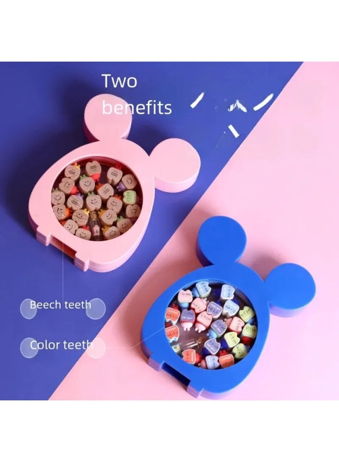 Children Toothpick Box Storage Preservation Fetus Hair Removal Box Replacement Tooth Storage Plastic Material Kids Aged 4-6-Color:T1 Light Mu Powder_Beech Teeth  - Image 3