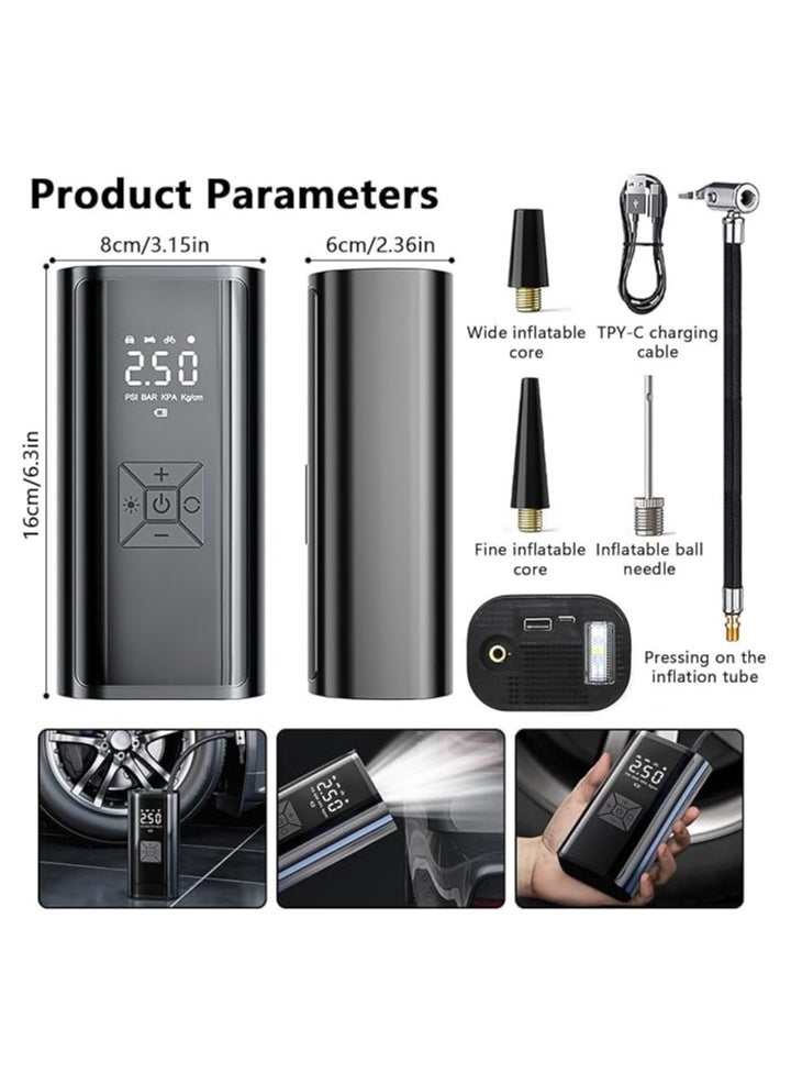 Generic - 150 PSI Portable Air Compressor Pump with Digital Display, 6500mAh Power Bank, LED Flashlight Auto Shut-Off & Adapters for Car/Bike Tires, Sports Balls, Pool Inflatables - Image 1