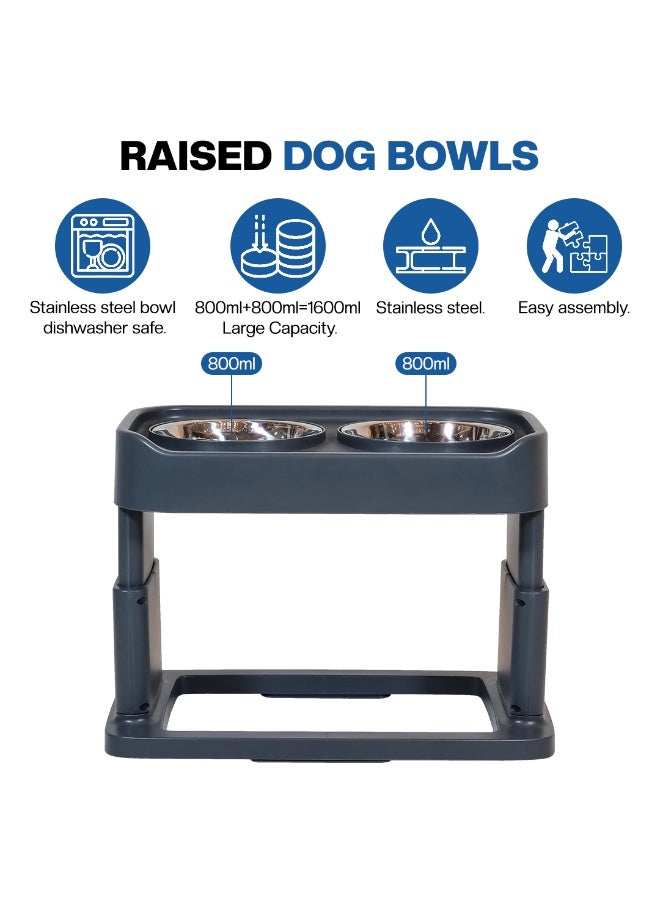 أن ان سي بيتس أوعية مرتفعة للكلاب، 4 أوعية مرتفعة للكلاب بارتفاع قابل للتعديل مع وعاءين من الفولاذ المقاوم للصدأ، مادة البولي بروبيلين المتينة، وقاعدة غير قابلة للانزلاق، مناسبة للكلاب الداخلية، سهلة التنظيف، 43 سم - Image 4