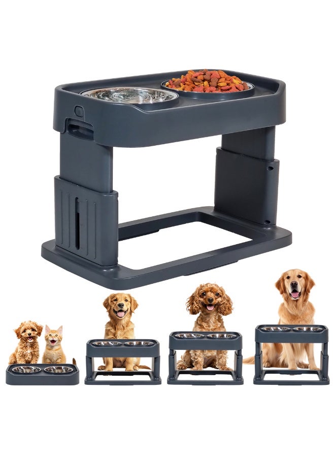أن ان سي بيتس أوعية مرتفعة للكلاب، 4 أوعية مرتفعة للكلاب بارتفاع قابل للتعديل مع وعاءين من الفولاذ المقاوم للصدأ، مادة البولي بروبيلين المتينة، وقاعدة غير قابلة للانزلاق، مناسبة للكلاب الداخلية، سهلة التنظيف، 43 سم - Image 1
