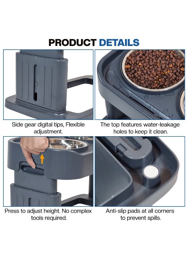 أن ان سي بيتس أوعية مرتفعة للكلاب، 4 أوعية مرتفعة للكلاب بارتفاع قابل للتعديل مع وعاءين من الفولاذ المقاوم للصدأ، مادة البولي بروبيلين المتينة، وقاعدة غير قابلة للانزلاق، مناسبة للكلاب الداخلية، سهلة التنظيف، 43 سم - Image 3