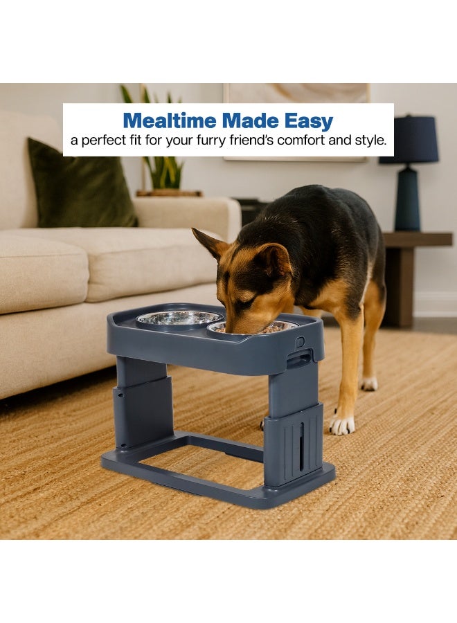 أن ان سي بيتس أوعية مرتفعة للكلاب، 4 أوعية مرتفعة للكلاب بارتفاع قابل للتعديل مع وعاءين من الفولاذ المقاوم للصدأ، مادة البولي بروبيلين المتينة، وقاعدة غير قابلة للانزلاق، مناسبة للكلاب الداخلية، سهلة التنظيف، 43 سم - Image 5