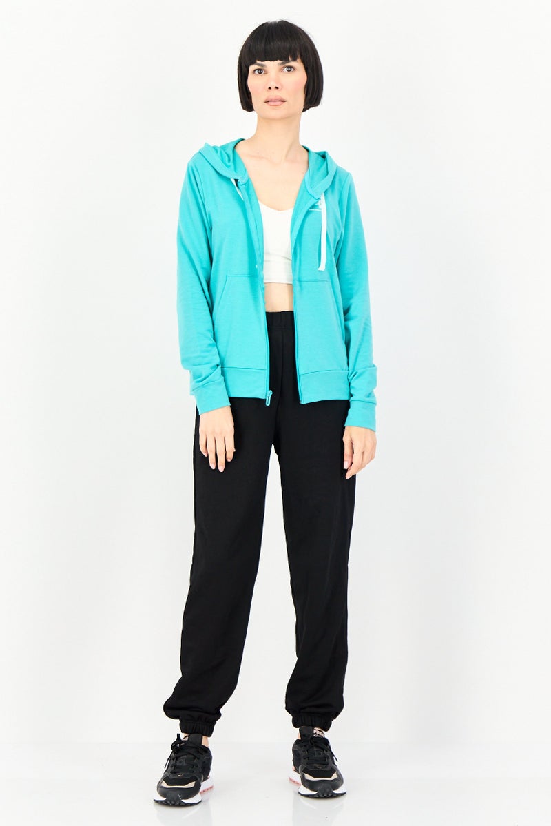 UNDER ARMOUR هودي خارجي فضفاض بأكمام طويلة للنساء، أخضر بحري - Image 4