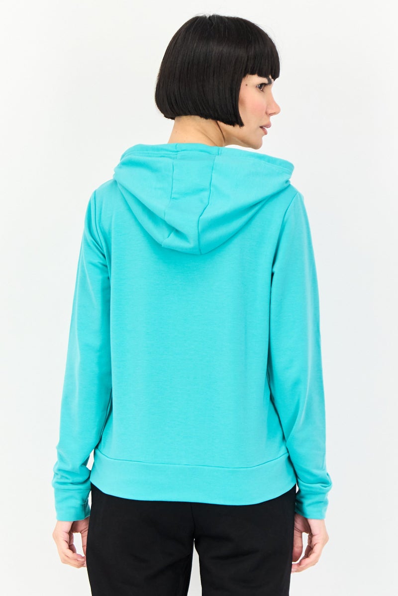 UNDER ARMOUR هودي خارجي فضفاض بأكمام طويلة للنساء، أخضر بحري - Image 3