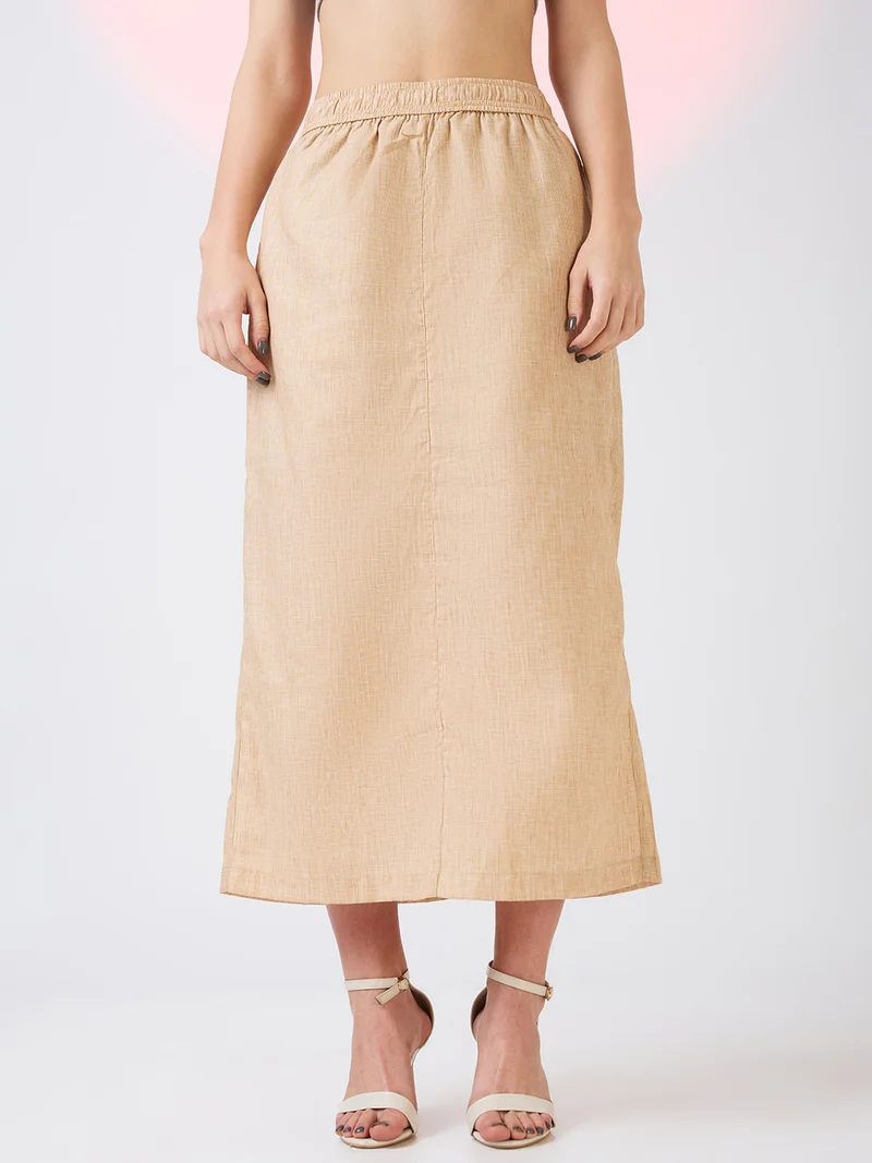 globus Globus Women Self Design Checkered Mid Rise Side Pockets Midi Workwear Skirt