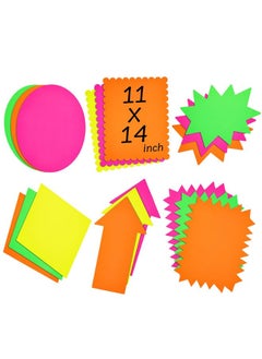 Juvale 18 Piece 11X14 Large Neon Poster Board Cutouts, Paper Signs For Science Fair Projects Decoration, School Presentation Supplies (6 Shapes)  - Image 1