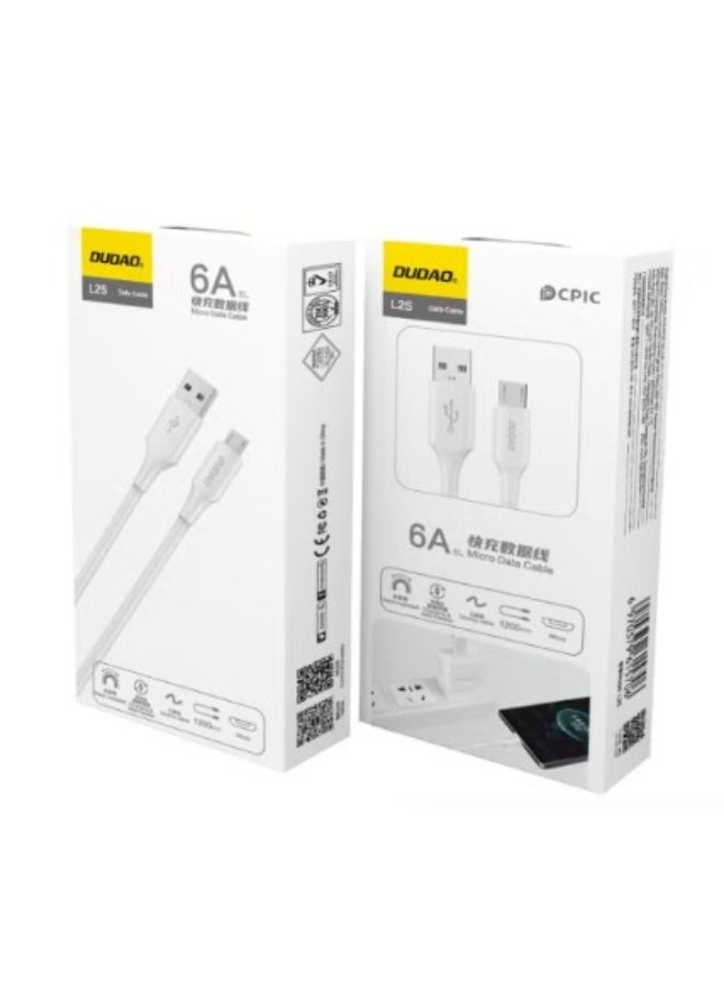 DUDAO L25 6A Fast Charging USB to TYPE C Data Cable, White