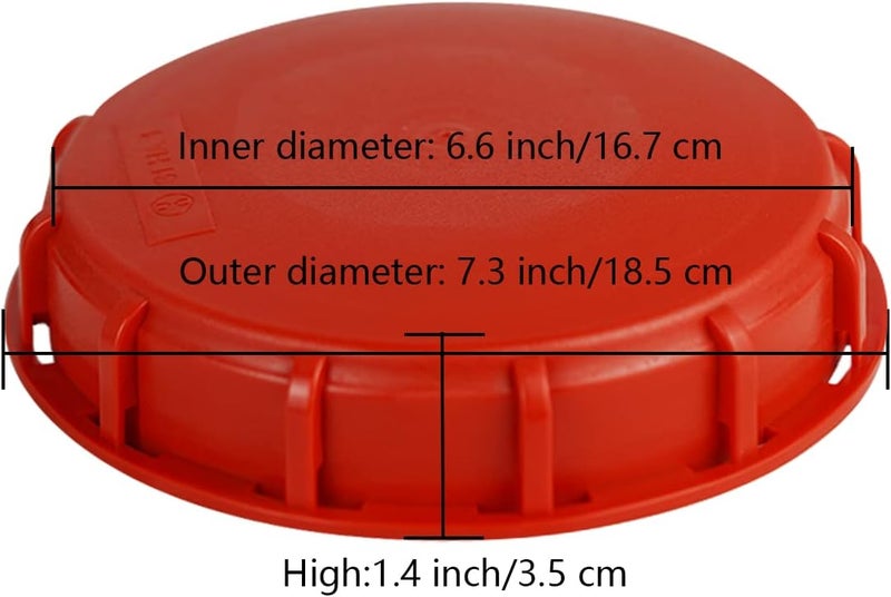 DVECUE IBC Tote Lid Cover - Red Water Storage Tank Cap with Gasket, 163mm/6.42inch - Image 2
