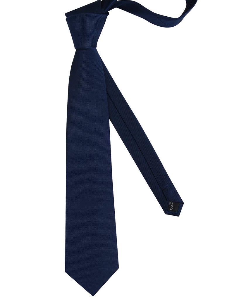 GUSLESON Classic Men's Wedding Ties for Men Silk Navy Blue Tie Solid 8cm Necktie (0791-03) - Image 3