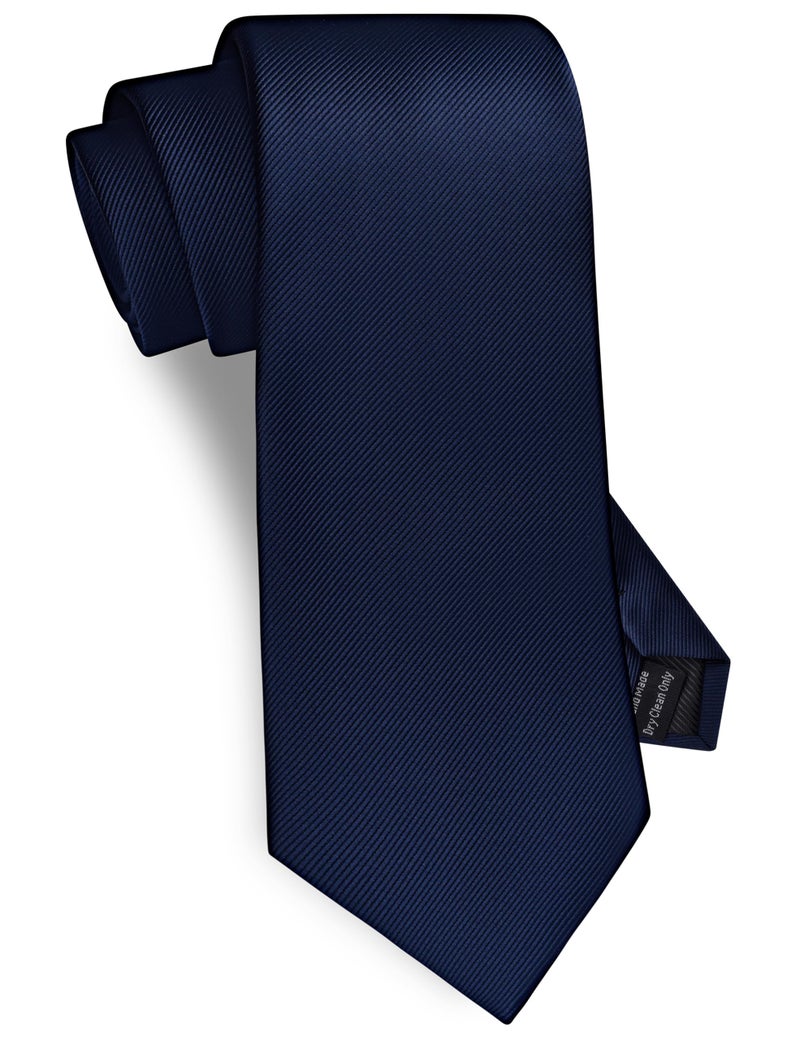 GUSLESON Classic Men's Wedding Ties for Men Silk Navy Blue Tie Solid 8cm Necktie (0791-03) - Image 1