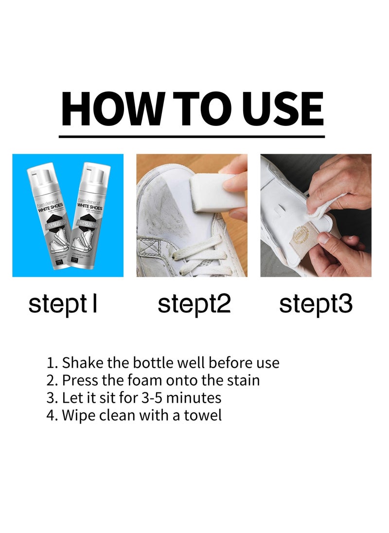 White Shoe Cleaner | Stain Removal and Whitening | Portable No-Rinse Cleaner