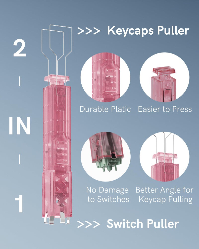 Keymatic 2-in-1 Switch Puller and Keycap Puller for Mechanical Keyboard, Key Switch with 4-Claw Grip, One-Press Eject Design for Fast & Stable Removal,Pink - Image 2