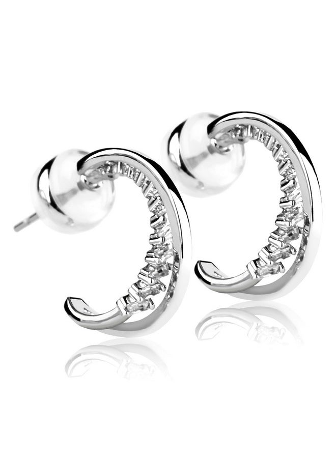 COBI - 925 Sterling Silver Earrings Hoops For Women, Twisted Hoop Earrings With Cubic Zirconia, Lightweight And Hypoallergenic Hoops, Everyday Wearing, Trendy Gift Choice For Your Loved One - Image 1