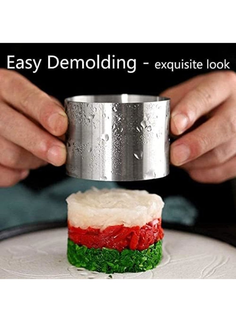 9-Piece 3.15 Inch Food Display Ring Set - Stainless Steel Round and Square Cake Mold With 3 Inch Ring and Cooking Press for Baking Cakes and Pastries - Image 4